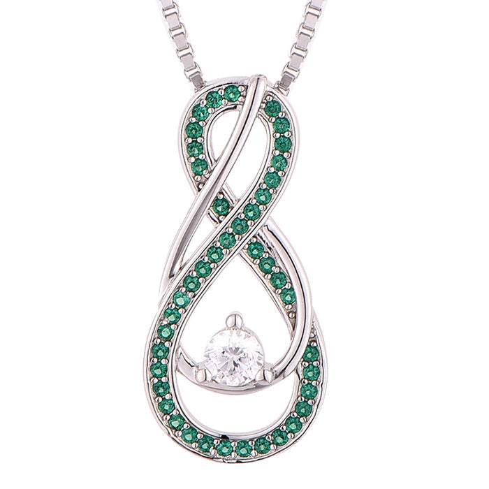 Birthstone Necklace: Emerald Green, Sterling Silver