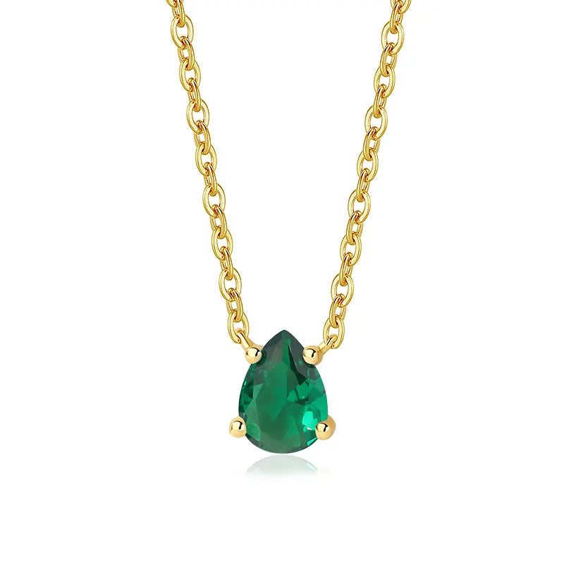 Emerald Water Drop Pendant Necklace