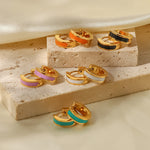 Load image into Gallery viewer, Orange C-Shaped Hoop Earrings