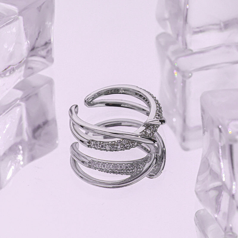 Double Parallel Lines Twisted Rings - 925 Silver Sterling
