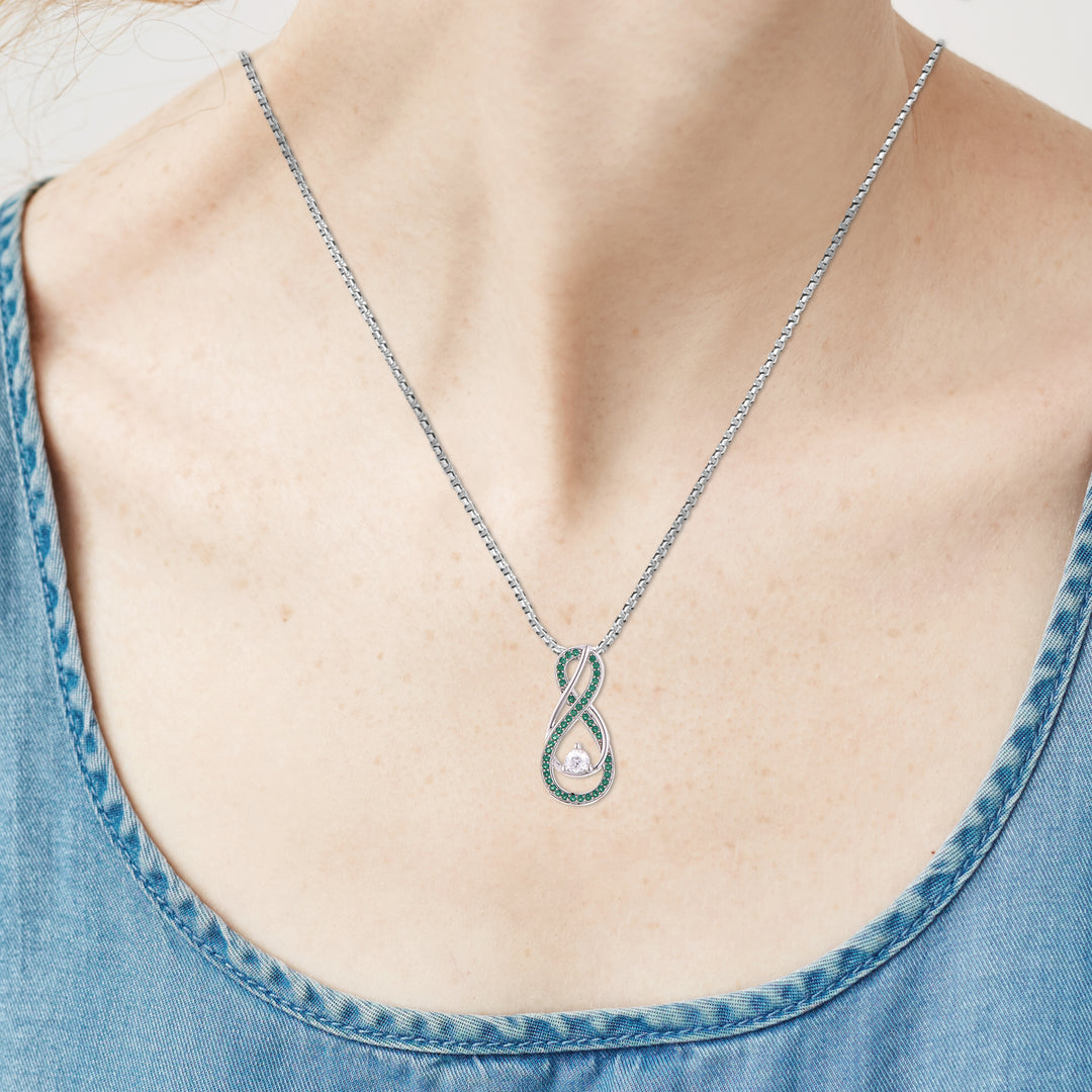 Emerald Green Infinity Birthstone Necklace - May Gemstone