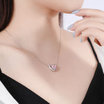 Load image into Gallery viewer, 925 Sterling Silver Heart shaped Pendant Necklace with Pink Cubic Zirconia