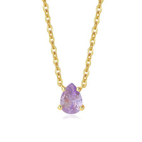 Alexandrite Teardrop Pendant Necklace for Women — 925 Sterling Silver, Gold Plated