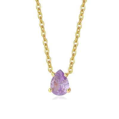 Alexandrite Teardrop Pendant Necklace for Women — 925 Sterling Silver, Gold Plated
