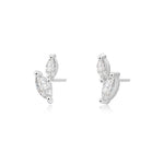 Load image into Gallery viewer, Marquise Cut Cubic Zirconia Geometric Leaf Tiny Stud Earrings - 999 Silver

