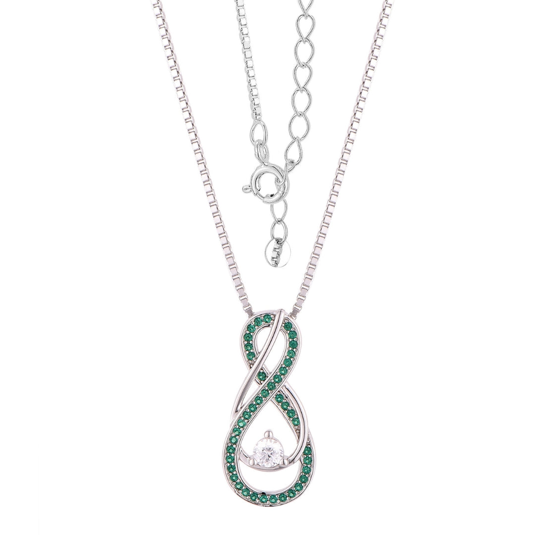 Emerald Green Infinity Birthstone Necklace - May Gemstone