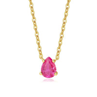 Ruby Pendant Necklace for Women — Red Ruby Teardrop, 925 Sterling Silver