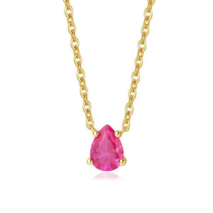 Ruby Pendant Necklace for Women — Red Ruby Teardrop, 925 Sterling Silver