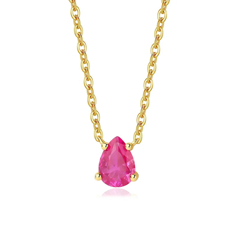 Ruby Water Drop Pendant Necklace