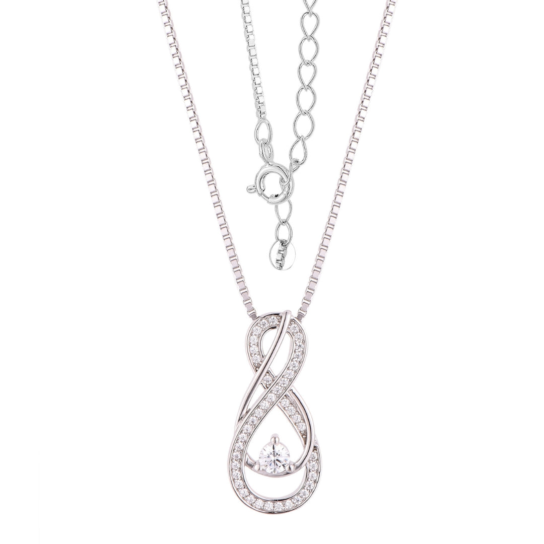 Clear Diamond Infinity Birthstone Necklace - April Gemstone