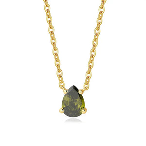 Peridot Pendant Necklace for Women — Green Peridot Teardrop, 925 Sterling Silver