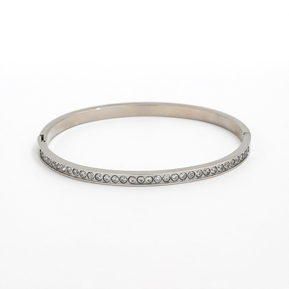 Zirconia Bangle Bracelet - Silver & Gold Plated