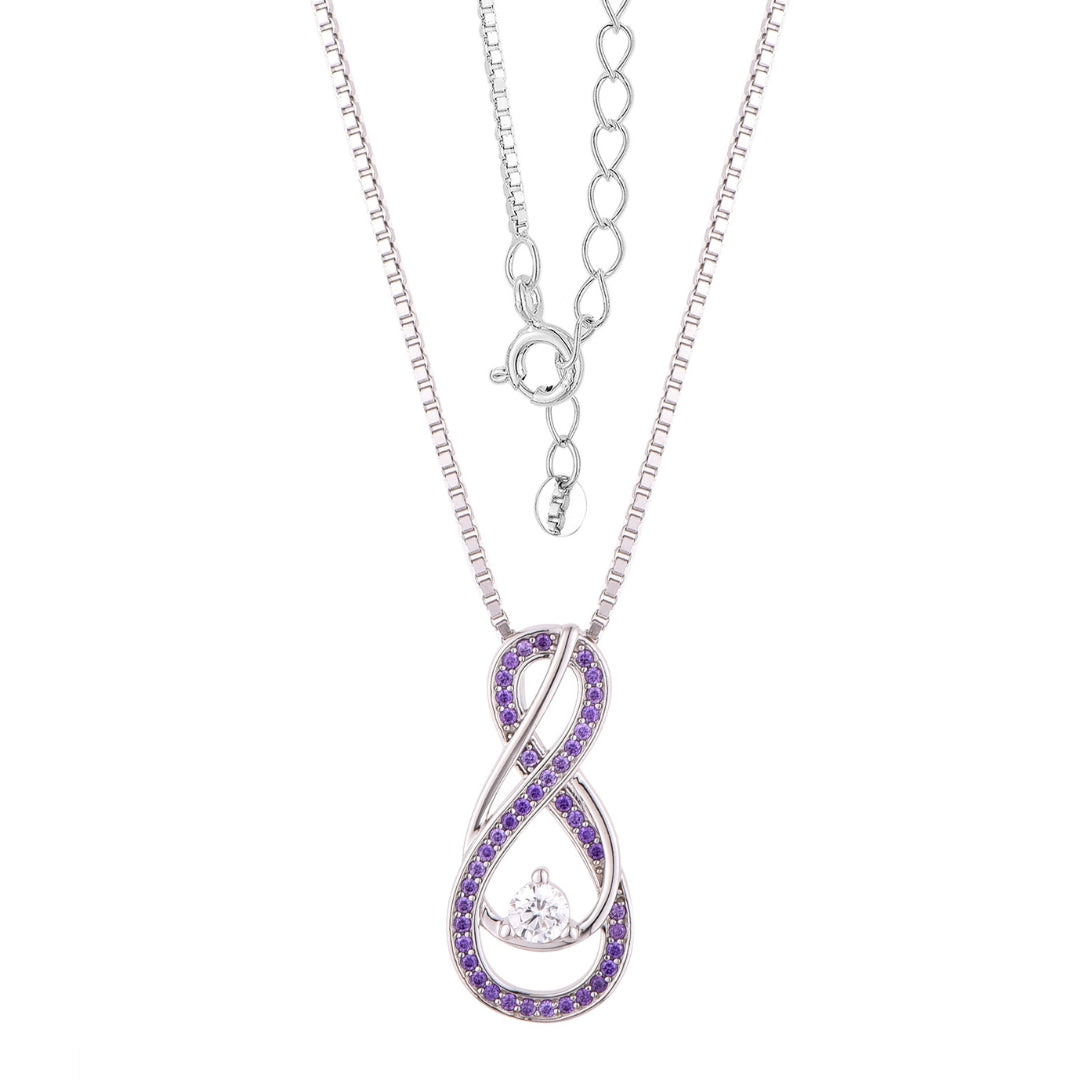 Amethyst Purple Infinity Birthstone Necklace - February Gemstone