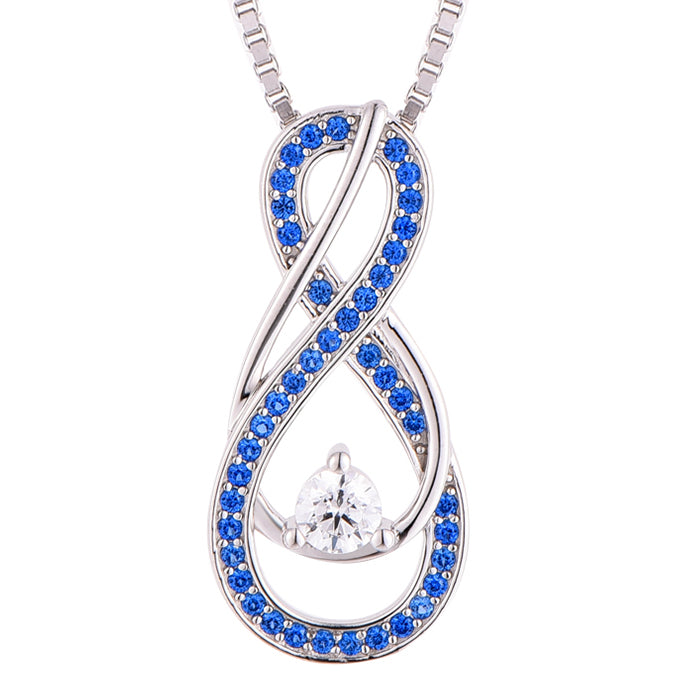 Birthstone Necklace: Sapphire Blue, Sterling Silver