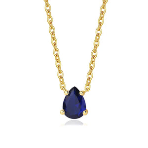 Sapphire Pendant Necklace for Women — Blue Sapphire Teardrop, 925 Sterling Silver