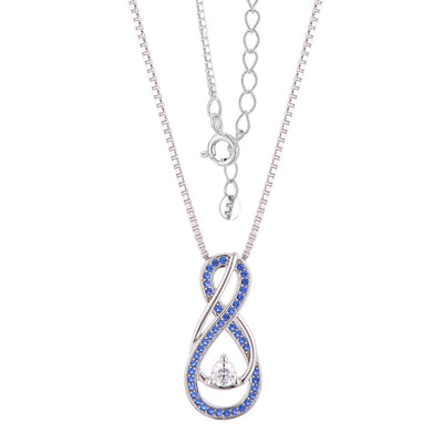 December Birthstone Necklace for Women — Turquoise Blue Infinity Pendant, 925 Sterling Silver flat lay