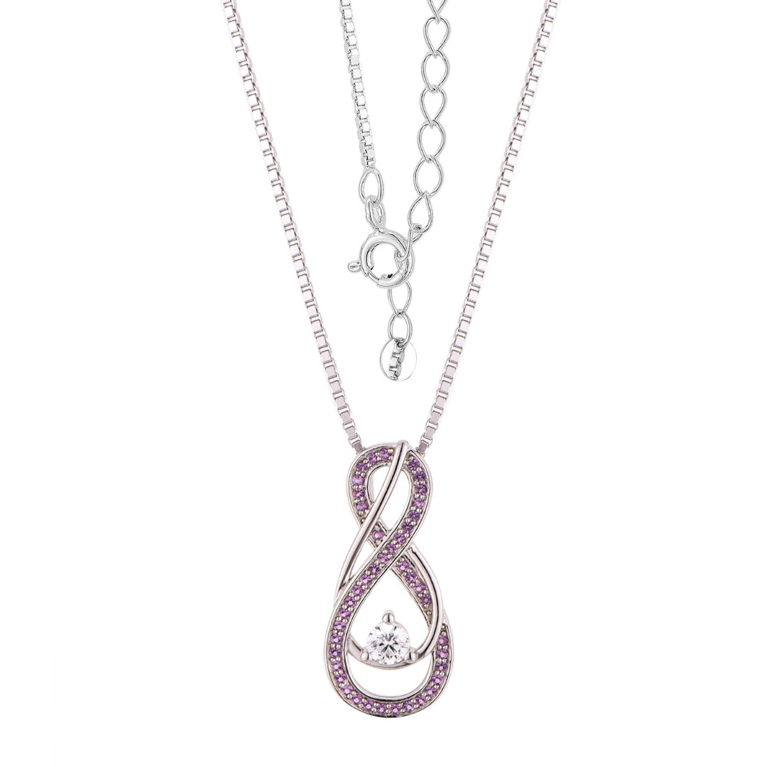 Alexandrite Lavender Infinity Birthstone Necklace Silver  - June Gemstone