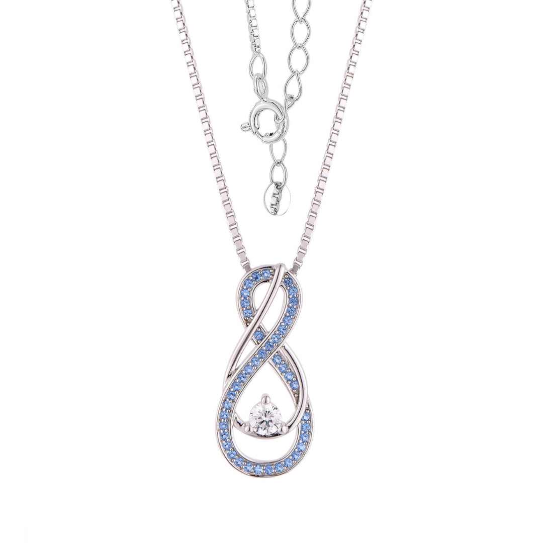 Blue Aquamarine Infinity Birthstone Necklace - March Gemstone