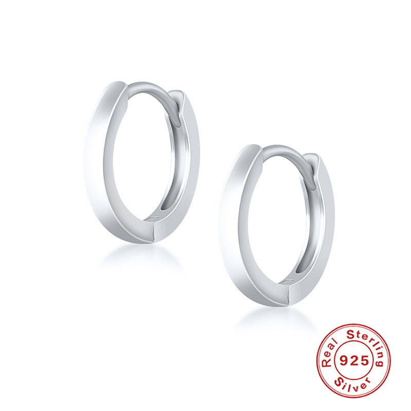 925 Sterling Silver Simple Hoop Earrings in Classic Silver