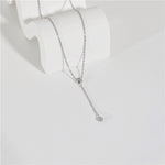 Load image into Gallery viewer, Dainty Cubic Zirconia Y-Necklace with Silver Plating