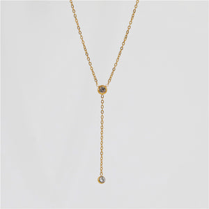 CZ Y Necklace for Women — 925 Sterling Silver, 18K Gold Plated, Cubic Zirconia Drop