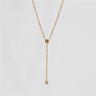 CZ Y Necklace for Women — 925 Sterling Silver, 18K Gold Plated, Cubic Zirconia Drop