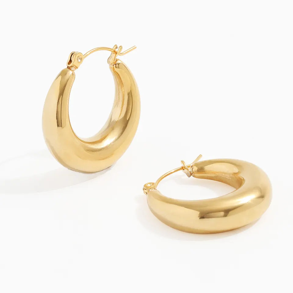 18K Gold Plated Waterdrop Hollow Hoop Earrings