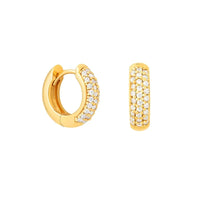 Diamond-Cut Huggie Hoop Earrings for Women — 925 Sterling Silver, 18K Gold Plated