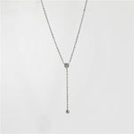 Load image into Gallery viewer, Dainty Cubic Zirconia Y-Necklace with Silver Plating