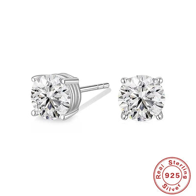 Round CZ Stud Earrings for Women — 925 Sterling Silver, Hypoallergenic, Gift-Ready
