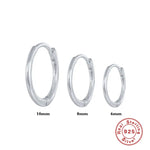 Load image into Gallery viewer, Thin Classic Sterling Silver Huggies in Silver