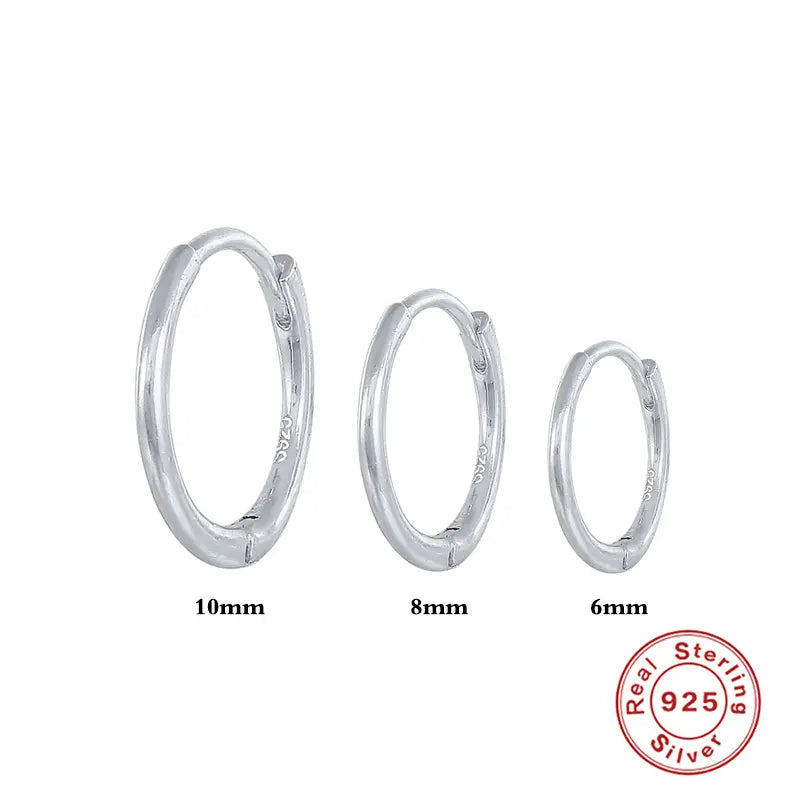 Thin Classic Sterling Silver Huggies in Silver