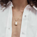 Load image into Gallery viewer, Colorful Rectangle Shell Pendant Necklace in White