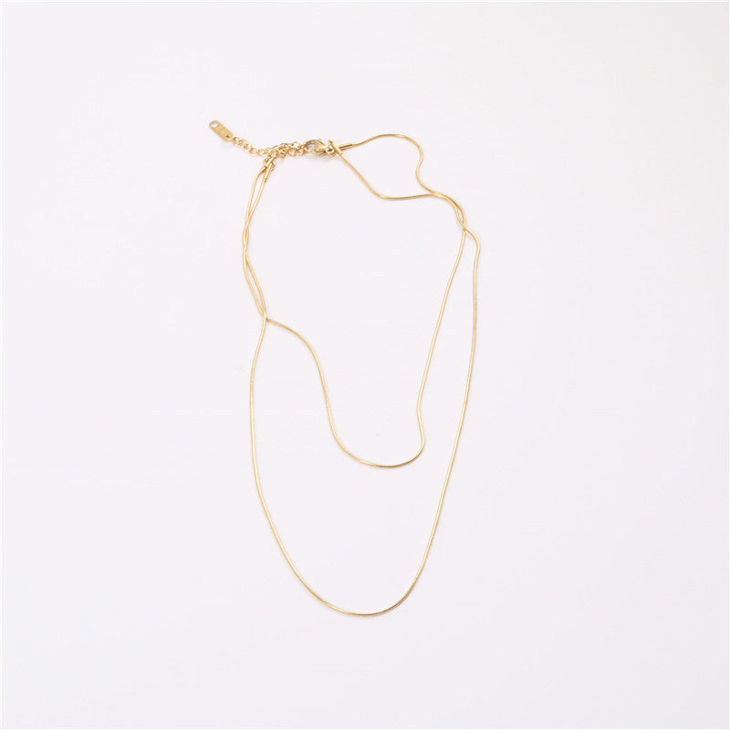 18K Gold Plated Double-Row Snake Chain Necklace