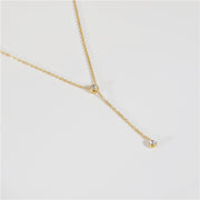 Dainty Cubic Zirconia Y-Necklace with 18K Gold Plating