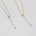 Load image into Gallery viewer, Dainty Cubic Zirconia Y-Necklace with 18K Gold Plating
