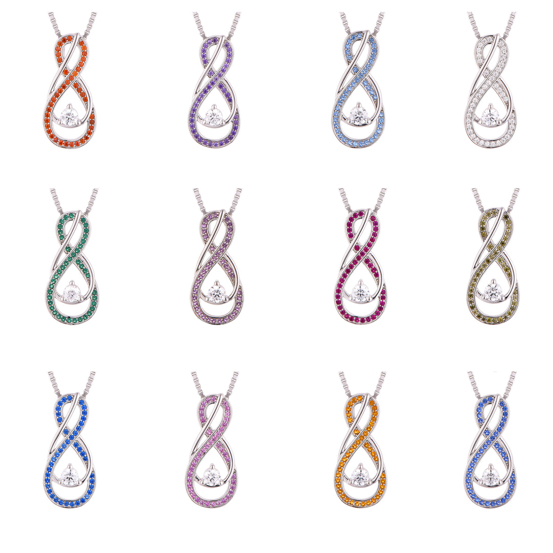 Amethyst Purple Infinity Pendant Sterling Silver Necklace - Birthstone Jewelry
