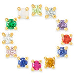 Load image into Gallery viewer, 18K Gold Plated 925 Silver Birthstone Stud Earrings - Mini Colored Zircon
