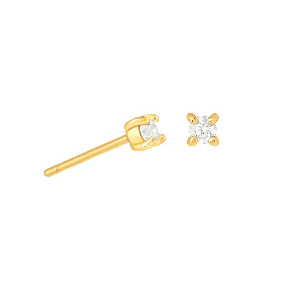 18K Gold Plated 925 Silver Birthstone Stud Earrings - Mini Colored Zircon