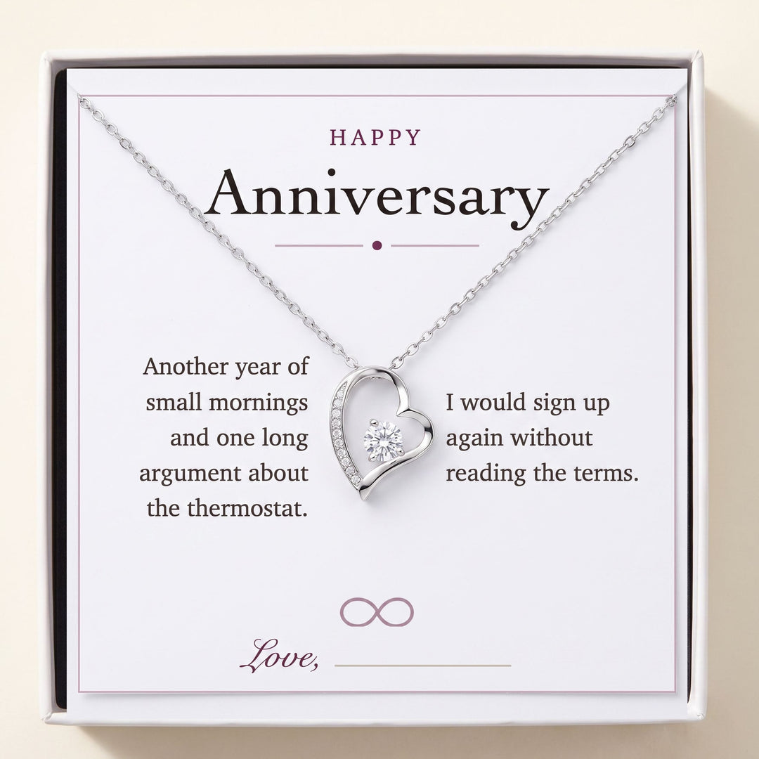 Happy Anniversary gift message card included free with the necklace