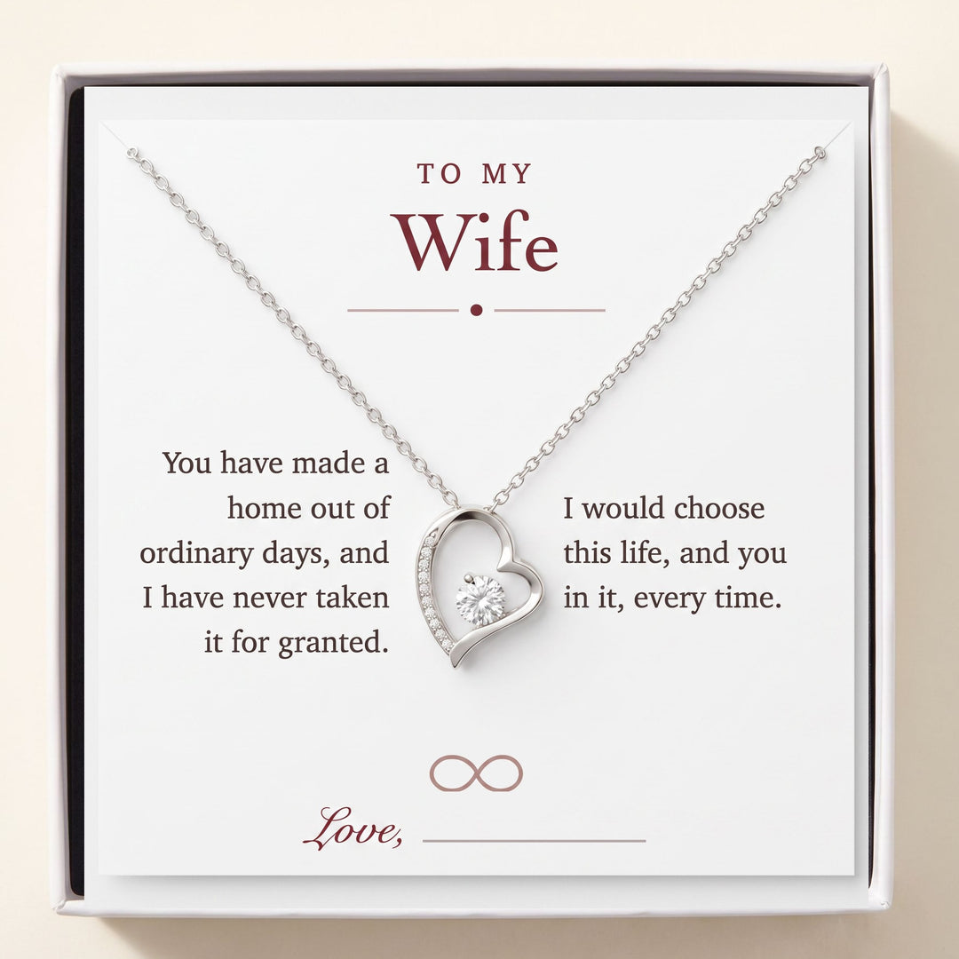 To My Wife gift message card included free with the necklace