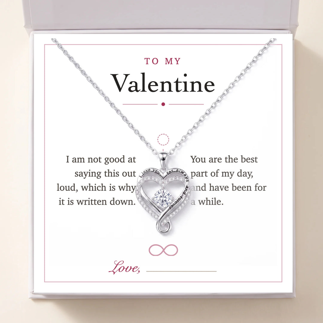 To My Valentine gift message card included free with the necklace