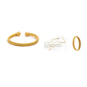 Bracelet Stack Set — cable chain cuff, CZ chain bracelet and gold elastic bangle, 3 pieces