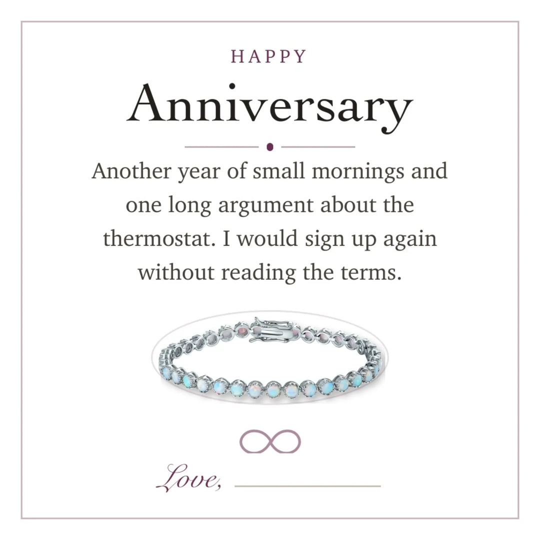 Happy Anniversary gift message card included free with the bracelet