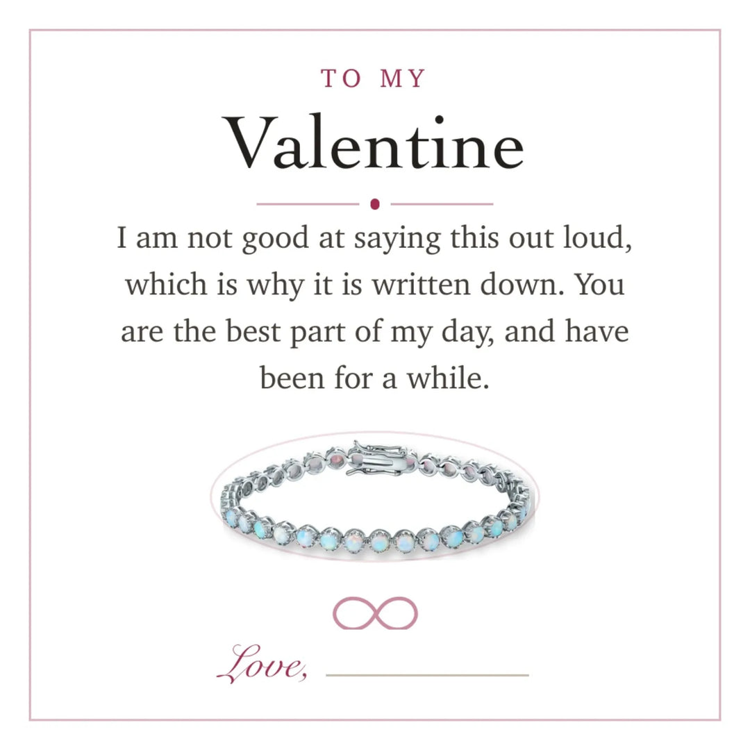 To My Valentine gift message card included free with the bracelet