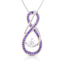 February Birthstone Necklace for Women — Amethyst Purple Infinity Pendant, 925 Sterling Silver