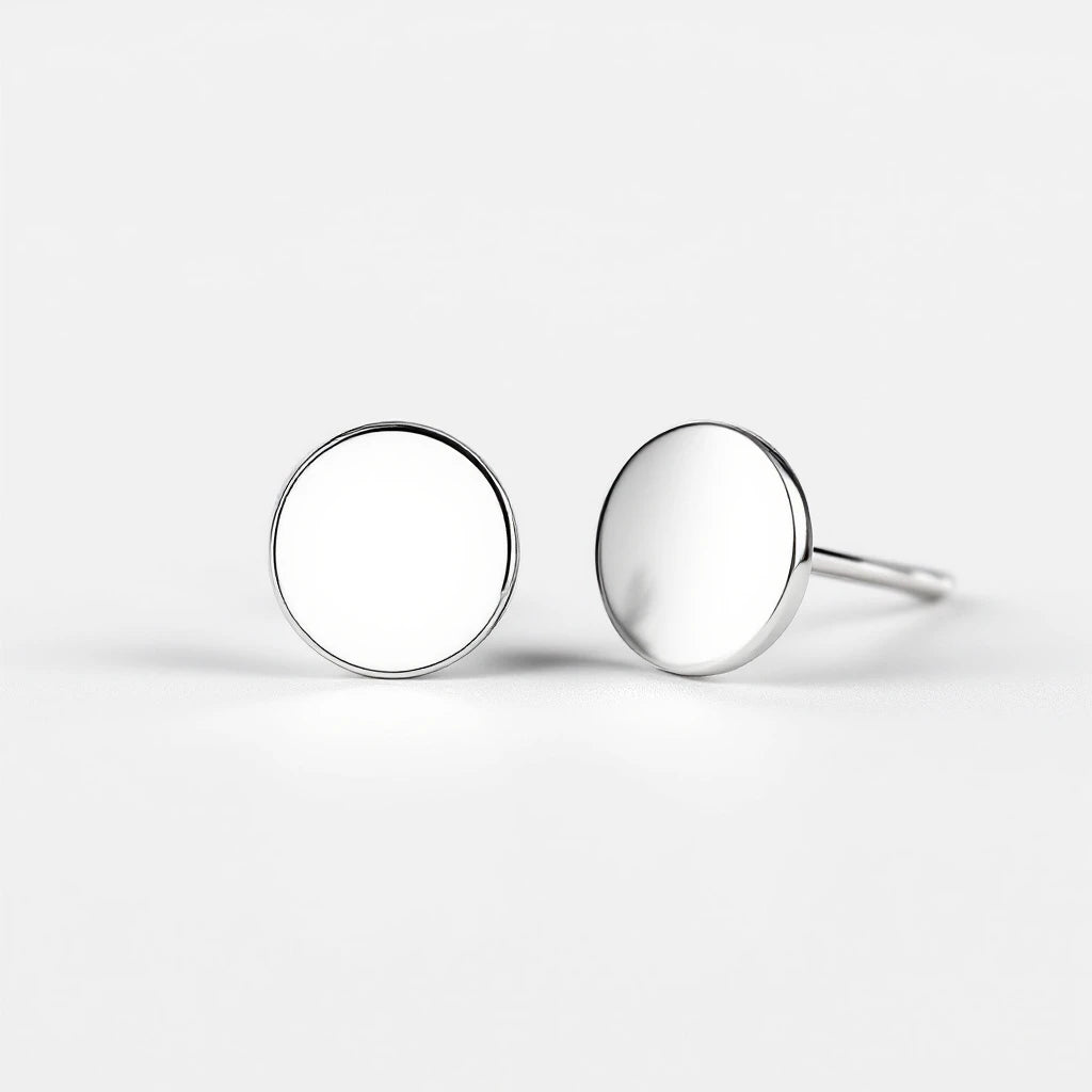Flat back stud earrings in 925 sterling silver with smooth flat disc back for sensitive ears