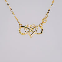 Micro Pave Heart Necklace for Women — 18K Gold Plated, Infinity Pendant, CZ Stones