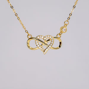 Micro Pave Heart Necklace for Women — 18K Gold Plated, Infinity Pendant, CZ Stones