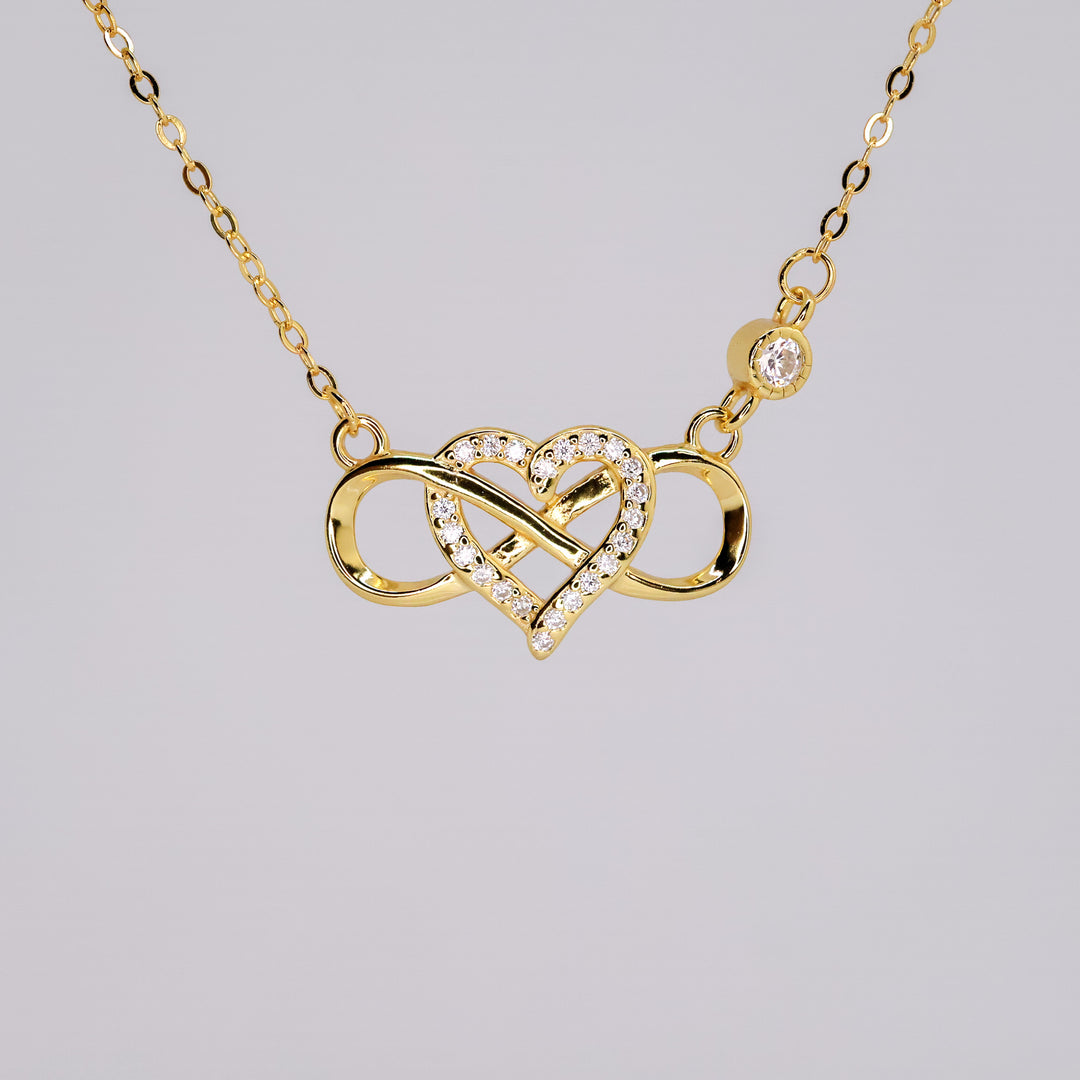18K Gold Plated Micro Pave Heart Infinity Pendant Necklace